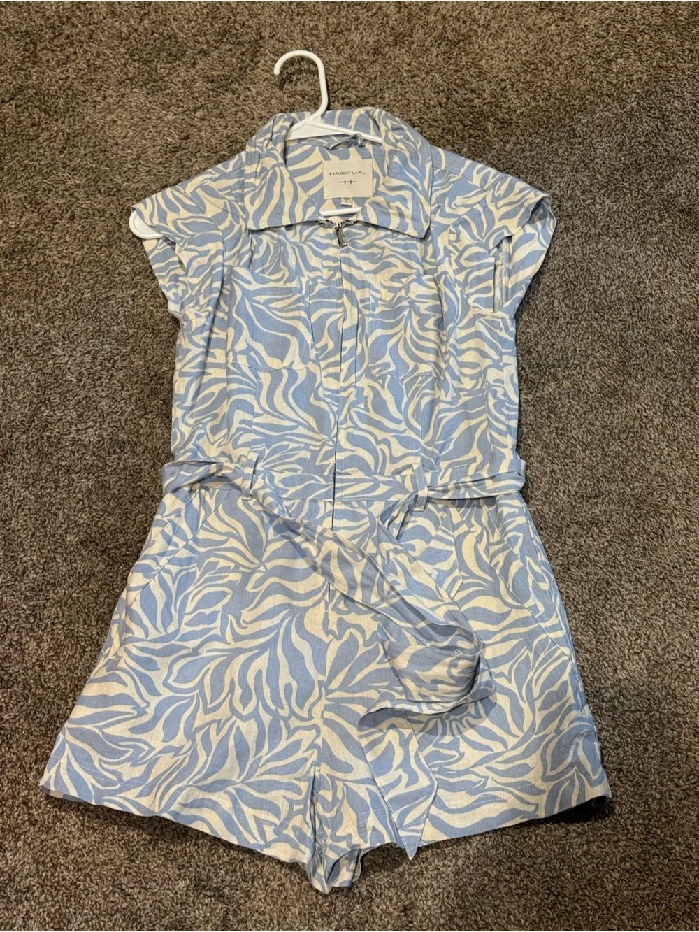 Habitual Blue and White Printed Romper